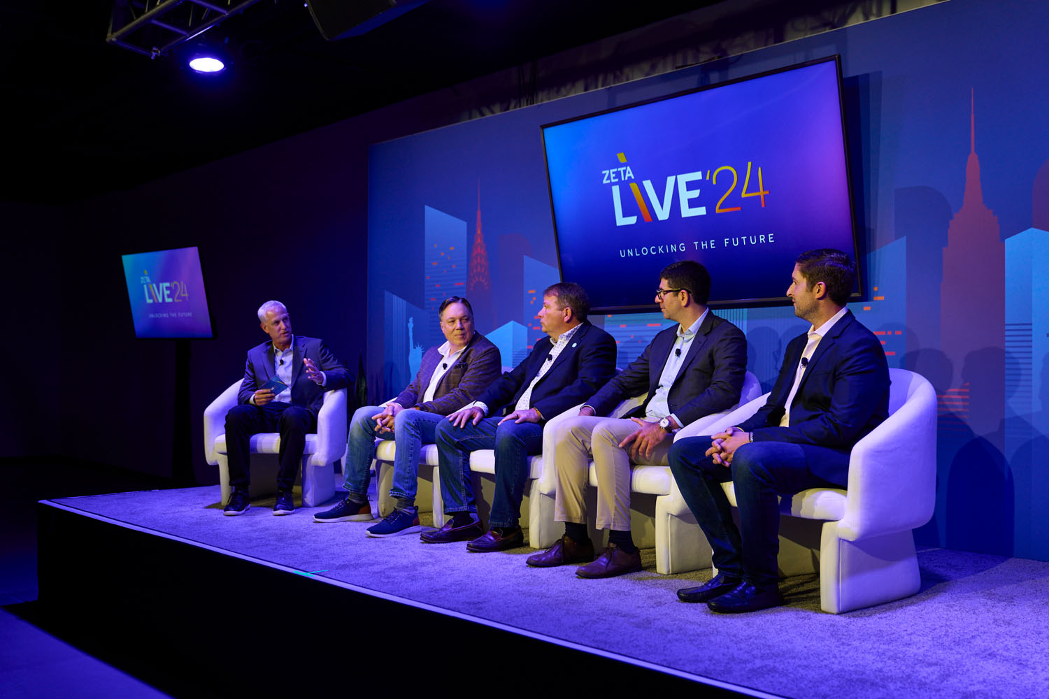 Bryan Seltzer, David Flam, Nick Antonelli, Matt Lattman, and Michael Sonnenshein at Zeta Live 2024 discussing next gen acquisition strategies