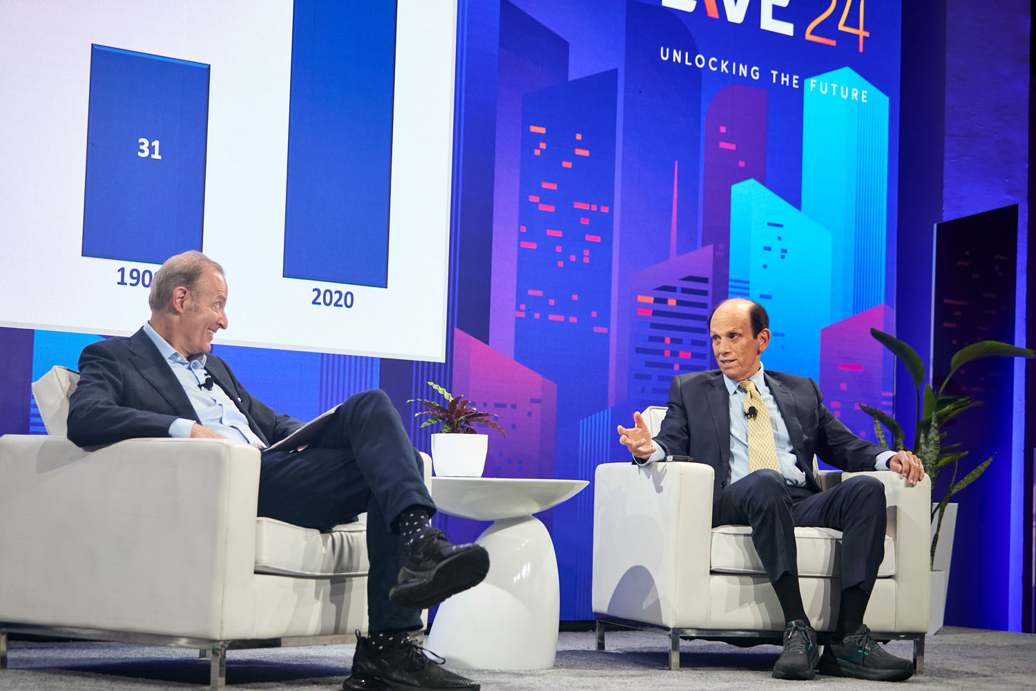 David A. Steinberg, CEO of Zeta Global, in a fireside chat with financier and philanthropist Michael Milken at Zeta Live 2024, discussing AI, innovation, and business growth strategies