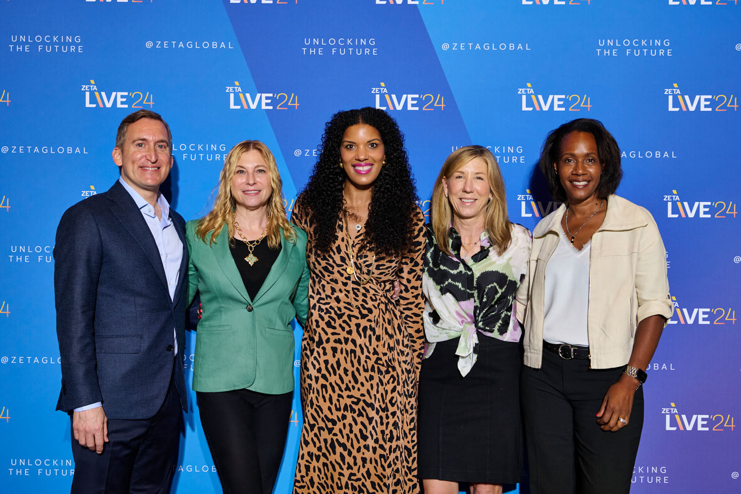 Steven Gerber, Lauren Wiener, Diana Haussling, Julie Bowerman, and Kheri Tillman at Zeta Live 2024 discussing the future of marketing leadership.