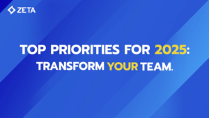 Blue graphic that says: Top Priorities for 2025: Transform Your Team